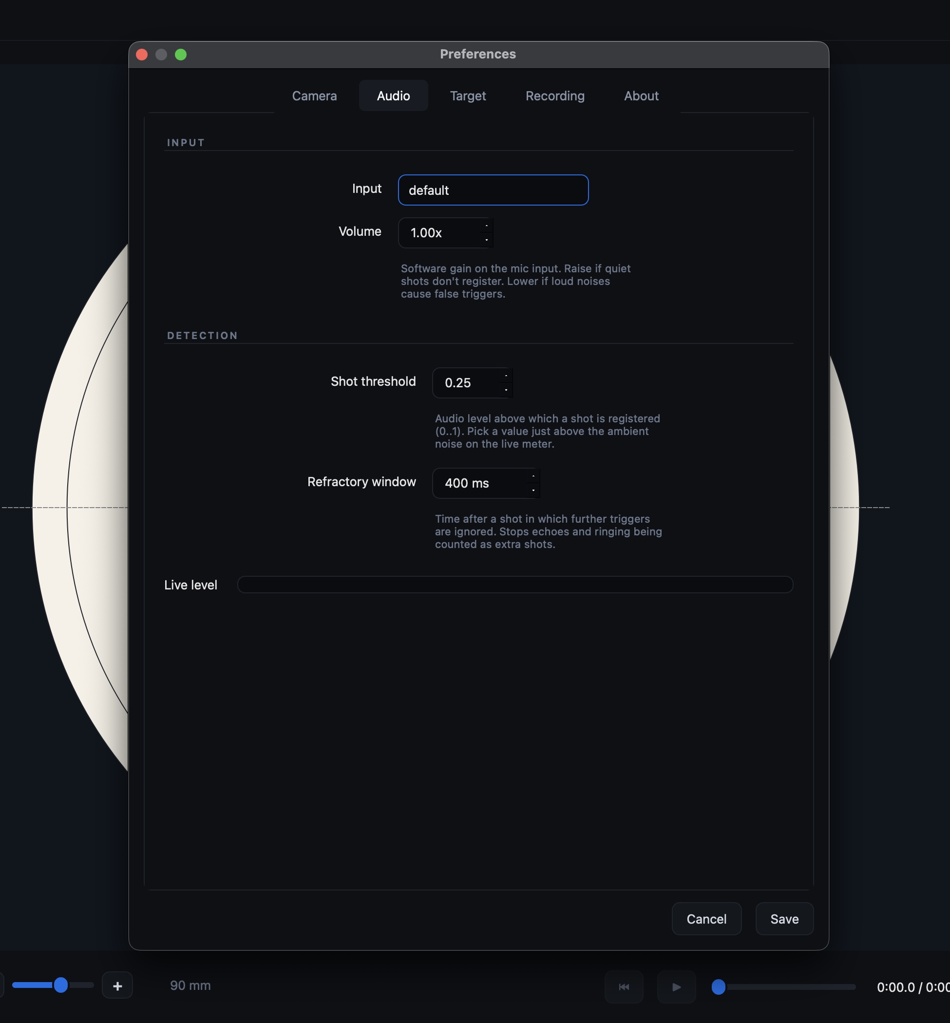 Preferences audio tab